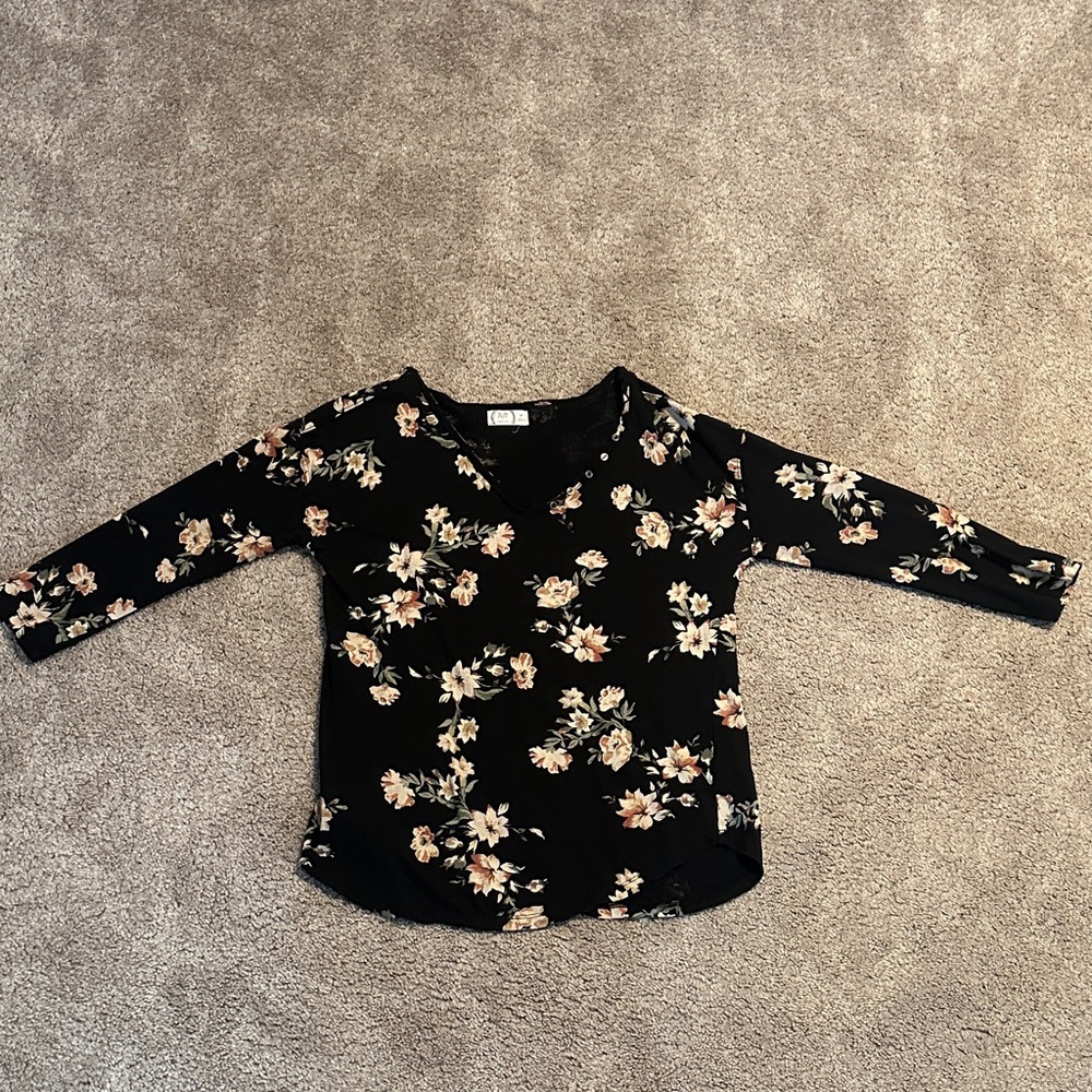 Floral Black Womens Shirt
